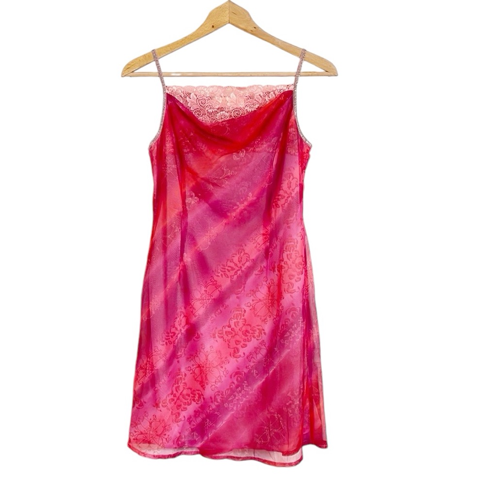 Bettina Design By Goma Y2k Pink Lace Floral Fairycore Mini Dress Size 11